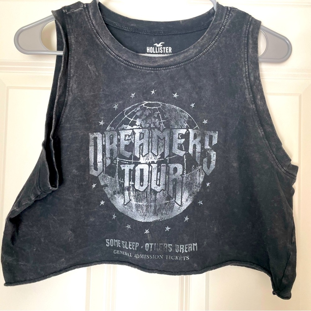 Hollister crop muscle tee, Dark grey, Medium